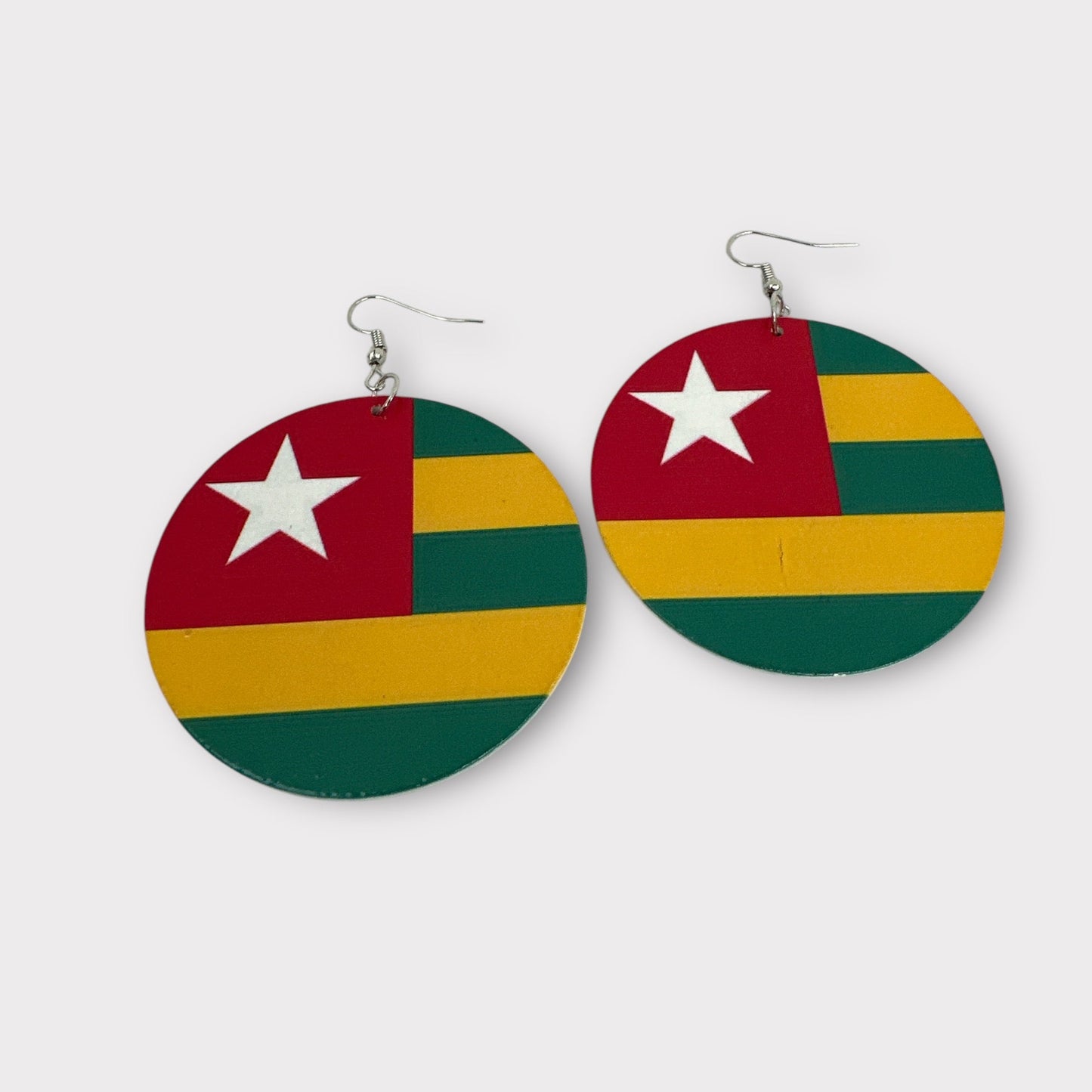 Double - Sided West African Countries Flags Print Round Dangle Earrings – Lightweight Statement Earrings for Women - Fatisha Boutique