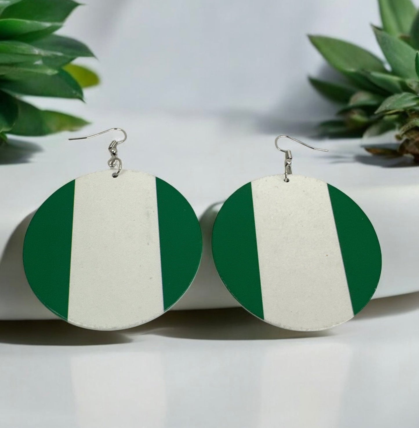 Double - Sided West African Countries Flags Print Round Dangle Earrings – Lightweight Statement Earrings for Women - Fatisha Boutique