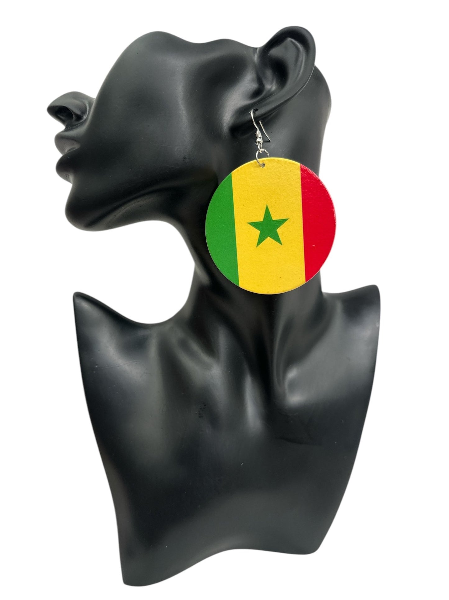 Double - Sided West African Countries Flags Print Round Dangle Earrings – Lightweight Statement Earrings for Women - Fatisha Boutique