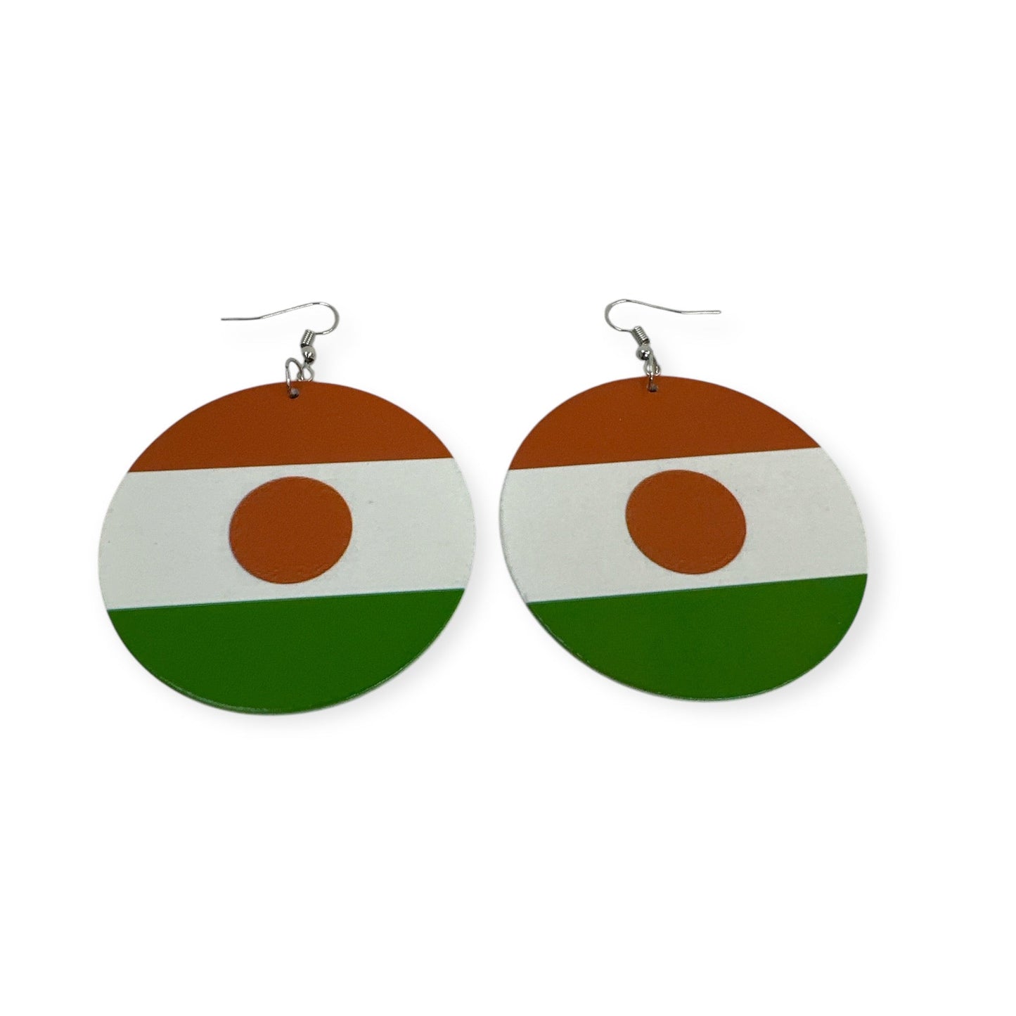 Double - Sided West African Countries Flags Print Round Dangle Earrings – Lightweight Statement Earrings for Women - Fatisha Boutique