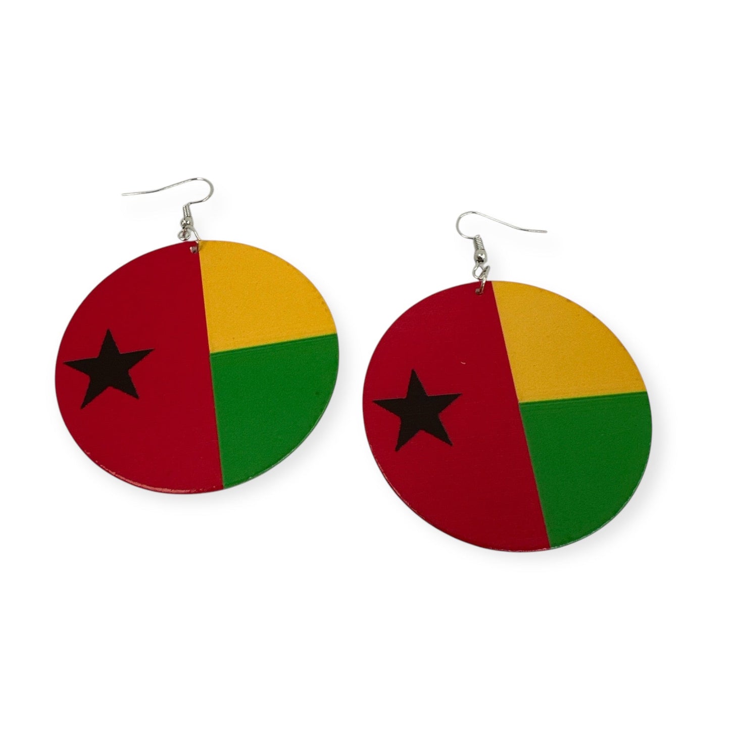 Double - Sided West African Countries Flags Print Round Dangle Earrings – Lightweight Statement Earrings for Women - Fatisha Boutique