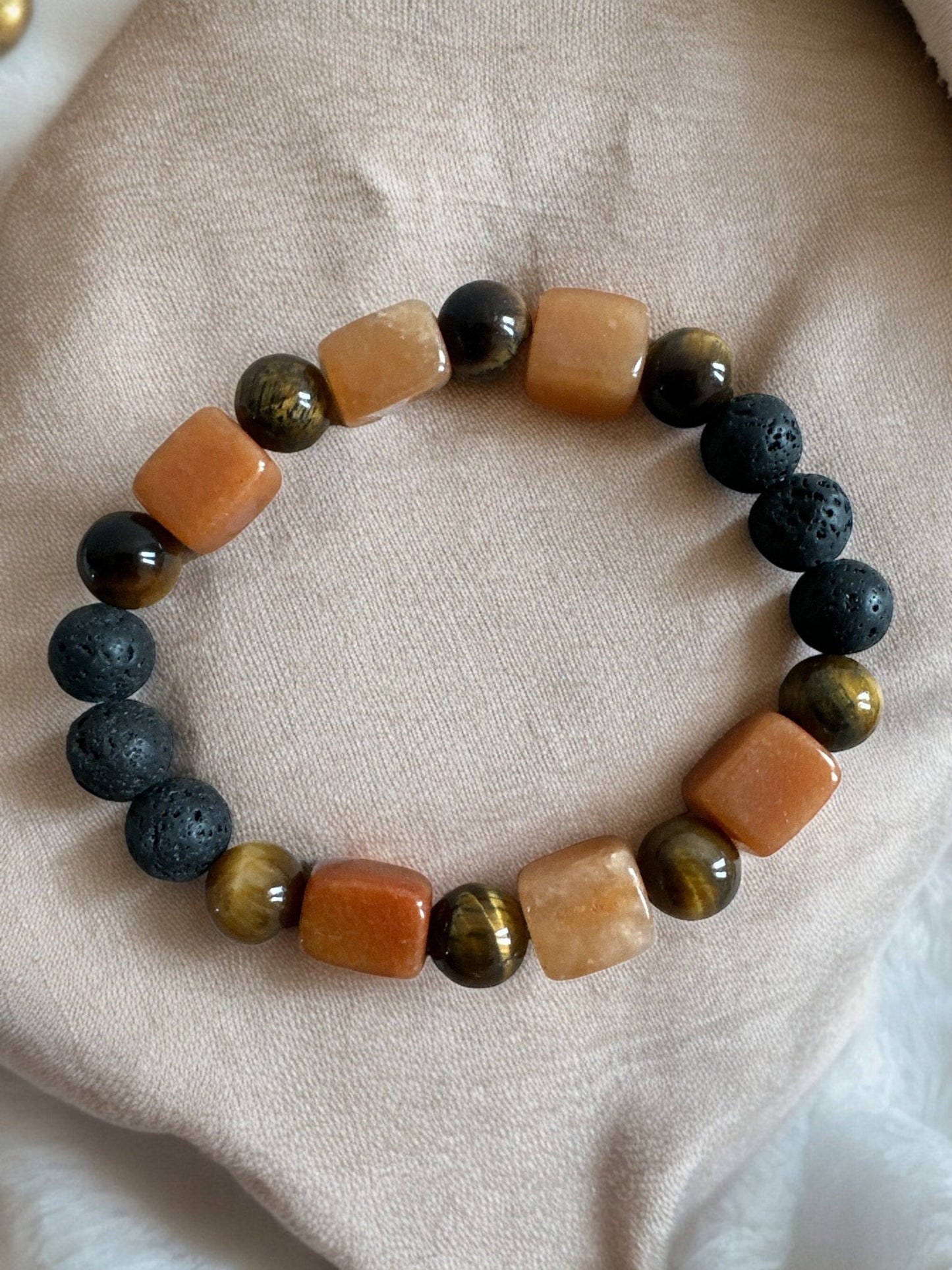 Double Tiger Eye Lava Elasticity Beaded Bangle Bracelets - Fatisha Boutique