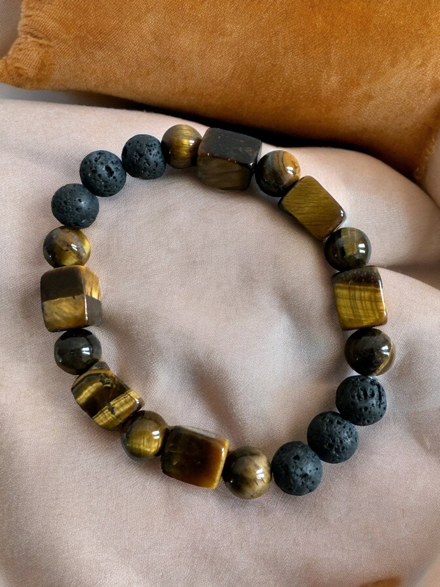 Double Tiger Eye Lava Elasticity Beaded Bangle Bracelets - Fatisha Boutique