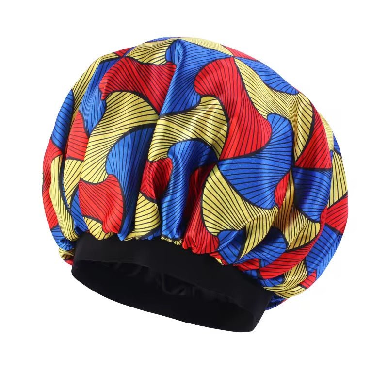 Doubled Layered Revisable Ankara Satin Silk Bonnet Caps - Fatisha Boutique