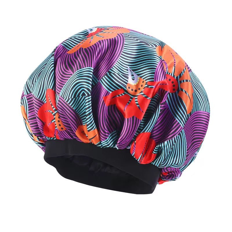 Doubled Layered Revisable Ankara Satin Silk Bonnet Caps - Fatisha Boutique