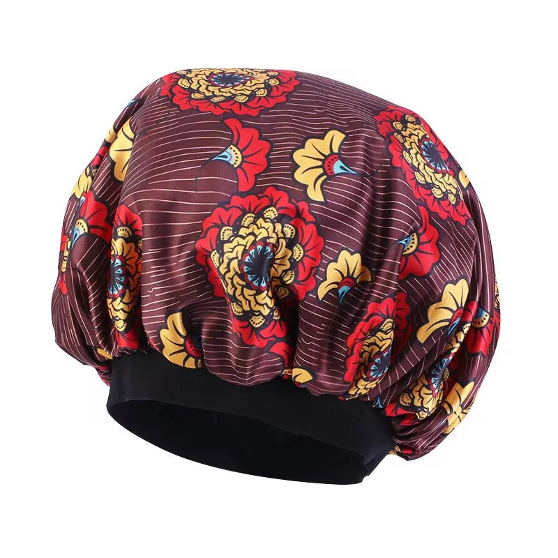 Doubled Layered Revisable Ankara Satin Silk Bonnet Caps - Fatisha Boutique