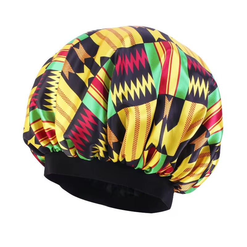 Doubled Layered Revisable Ankara Satin Silk Bonnet Caps - Fatisha Boutique