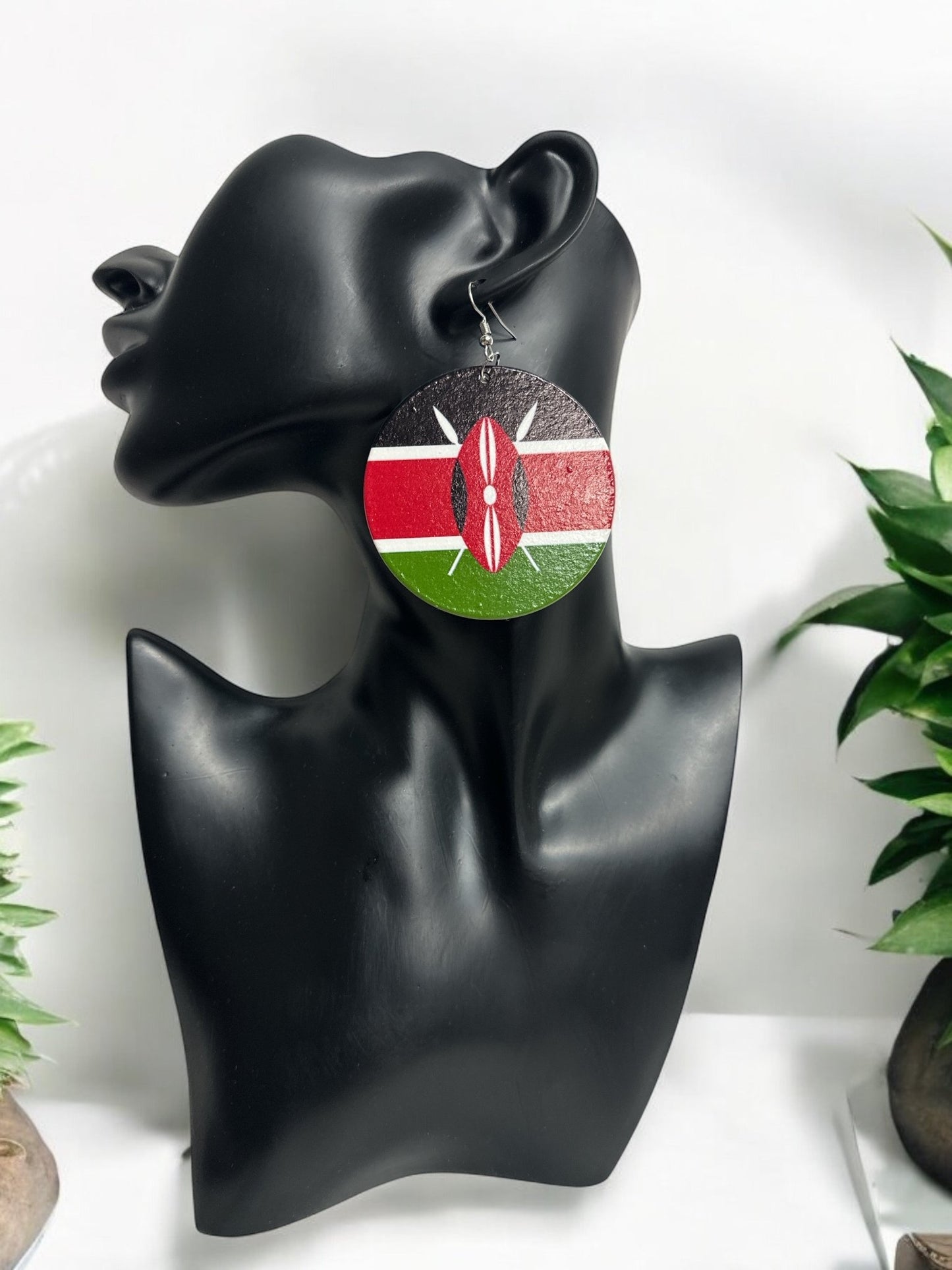 East African Country Flags Wooden Dangle Earrings – Uganda, Kenya, Tanzania, Angola, and DR Congo Flag Earrings - Fatisha Boutique