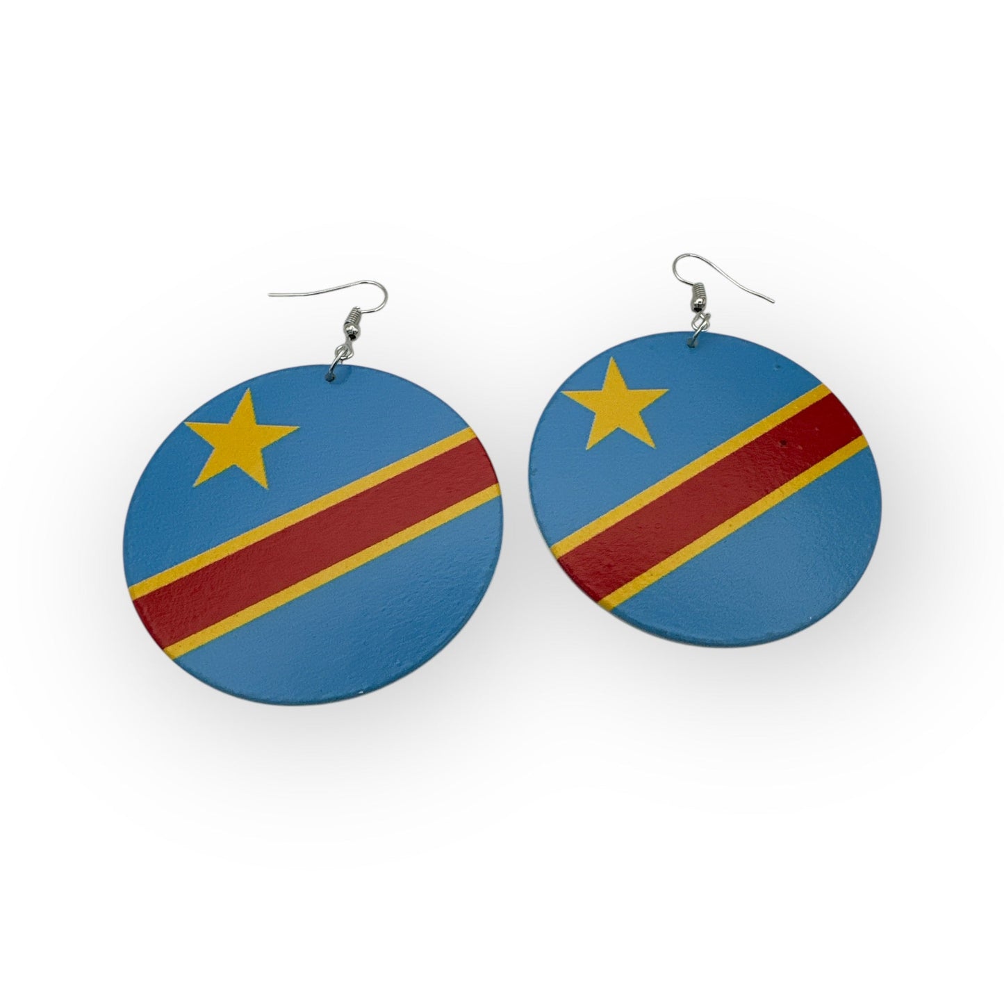 East African Country Flags Wooden Dangle Earrings – Uganda, Kenya, Tanzania, Angola, and DR Congo Flag Earrings - Fatisha Boutique
