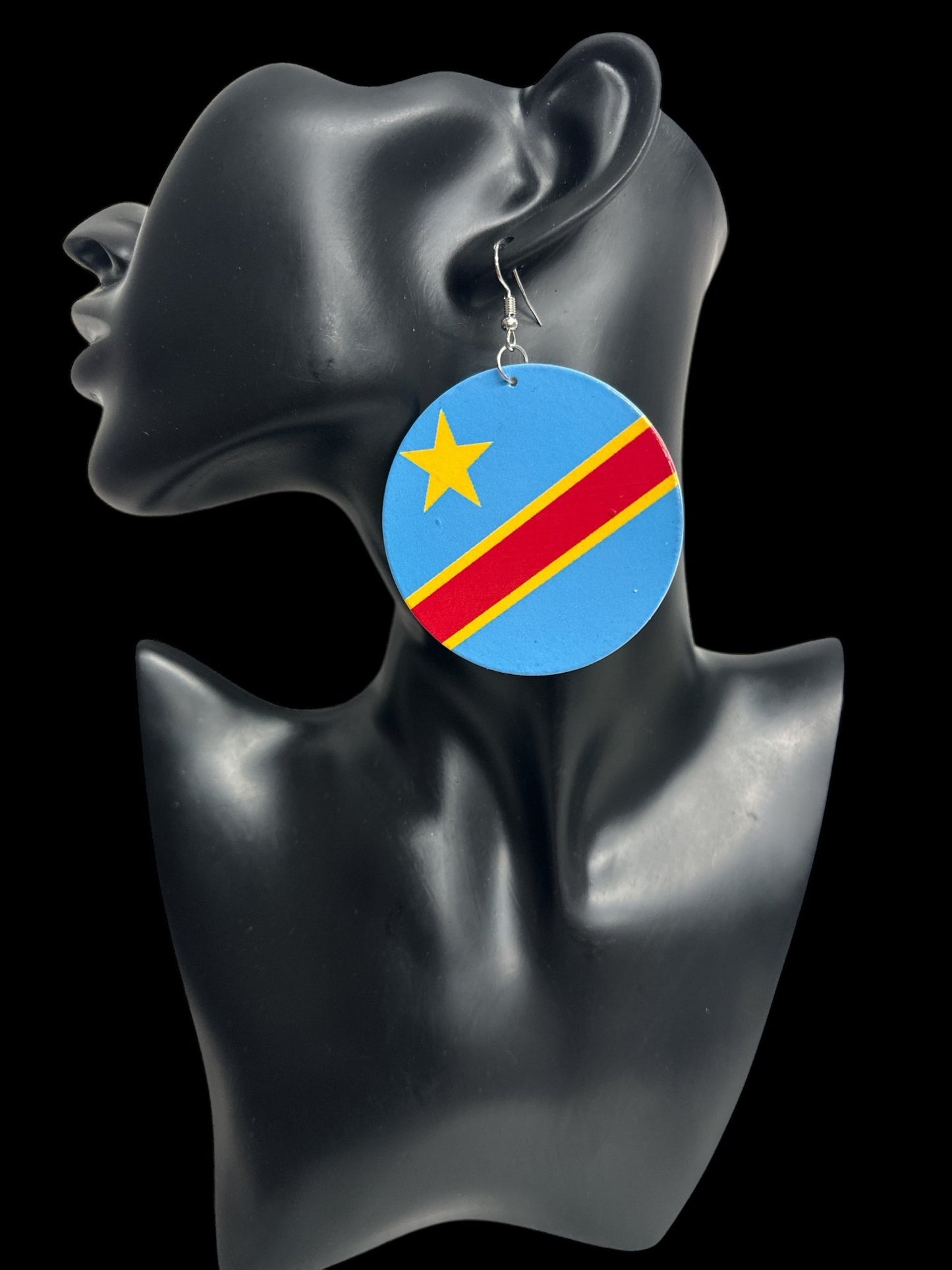 East African Country Flags Wooden Dangle Earrings – Uganda, Kenya, Tanzania, Angola, and DR Congo Flag Earrings - Fatisha Boutique