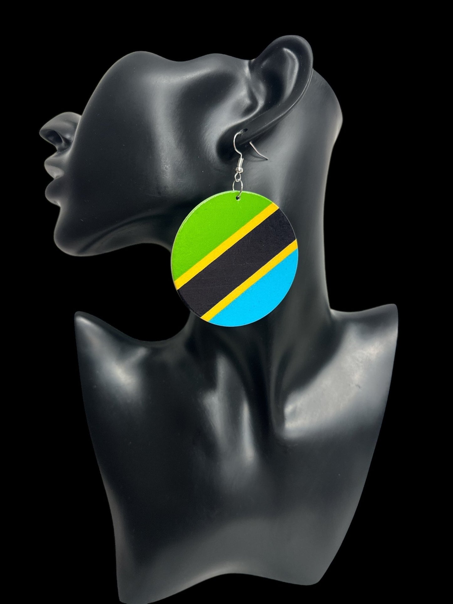 East African Country Flags Wooden Dangle Earrings – Uganda, Kenya, Tanzania, Angola, and DR Congo Flag Earrings - Fatisha Boutique