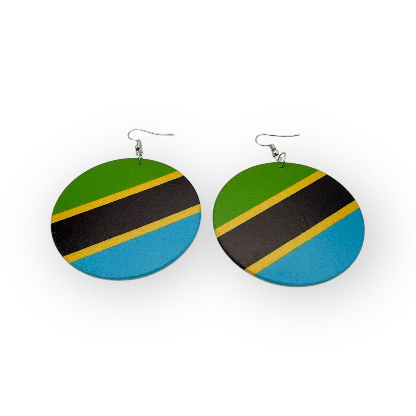 East African Country Flags Wooden Dangle Earrings – Uganda, Kenya, Tanzania, Angola, and DR Congo Flag Earrings - Fatisha Boutique