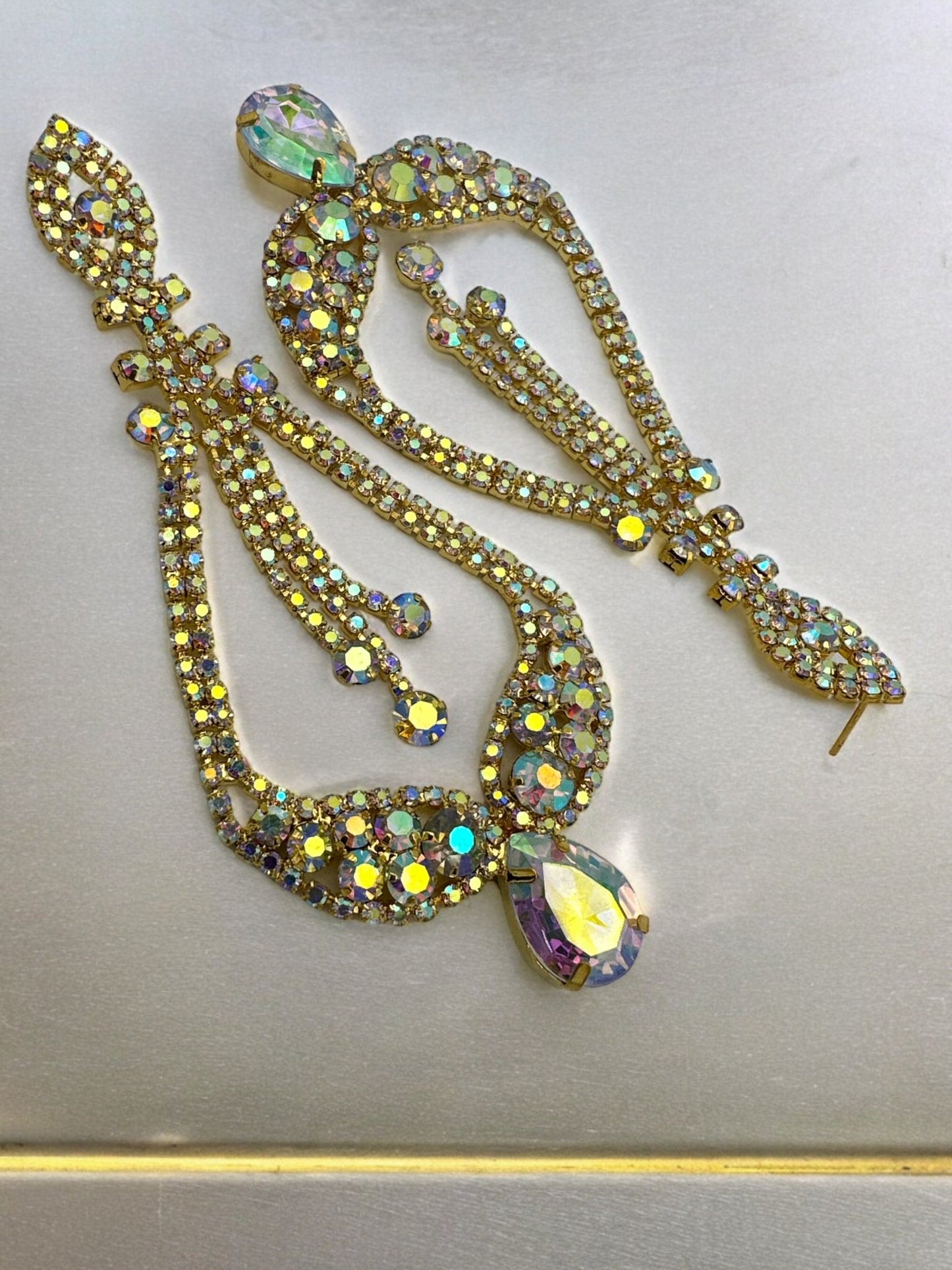 Elegant AB Colours Diamante Rhinestone Stud Dangle Earrings - Fatisha Boutique