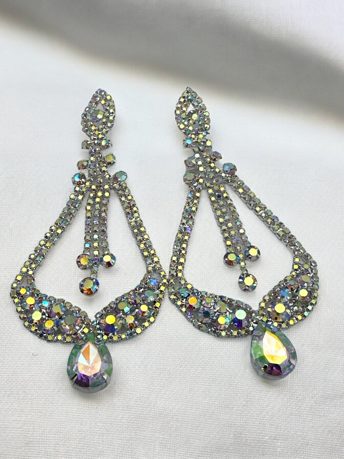Elegant AB Colours Diamante Rhinestone Stud Dangle Earrings - Fatisha Boutique