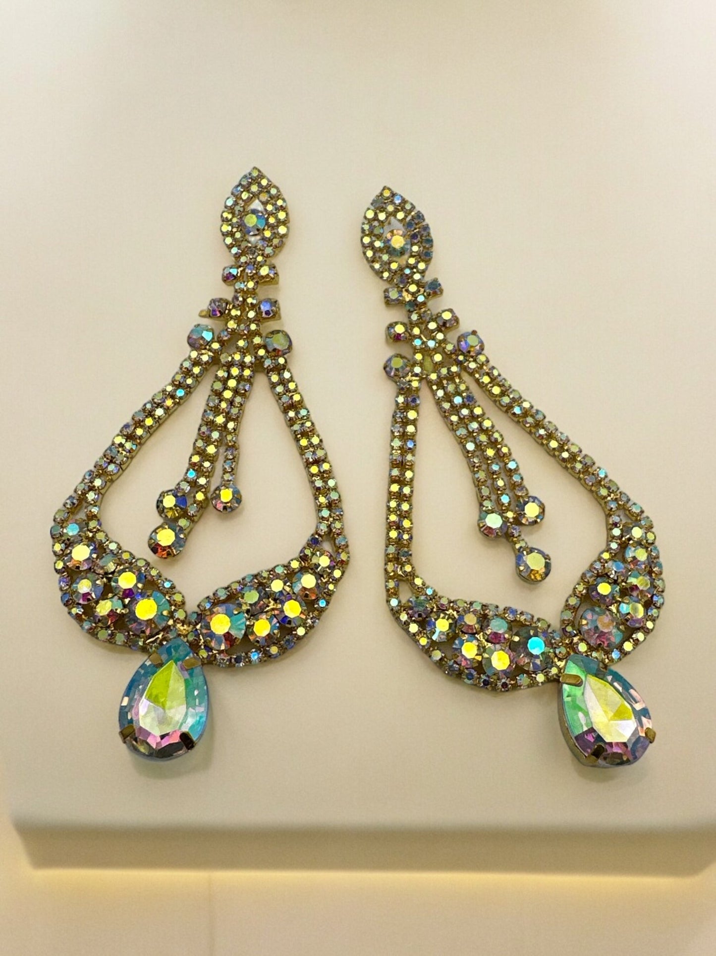 Elegant AB Colours Diamante Rhinestone Stud Dangle Earrings - Fatisha Boutique