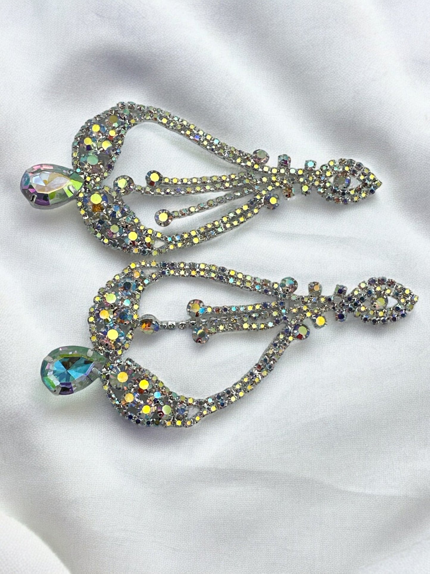 Elegant AB Colours Diamante Rhinestone Stud Dangle Earrings - Fatisha Boutique
