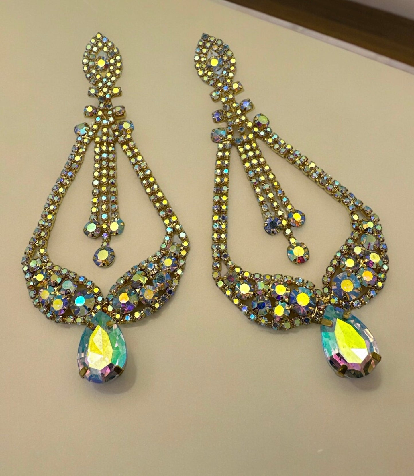 Elegant AB Colours Diamante Rhinestone Stud Dangle Earrings - Fatisha Boutique