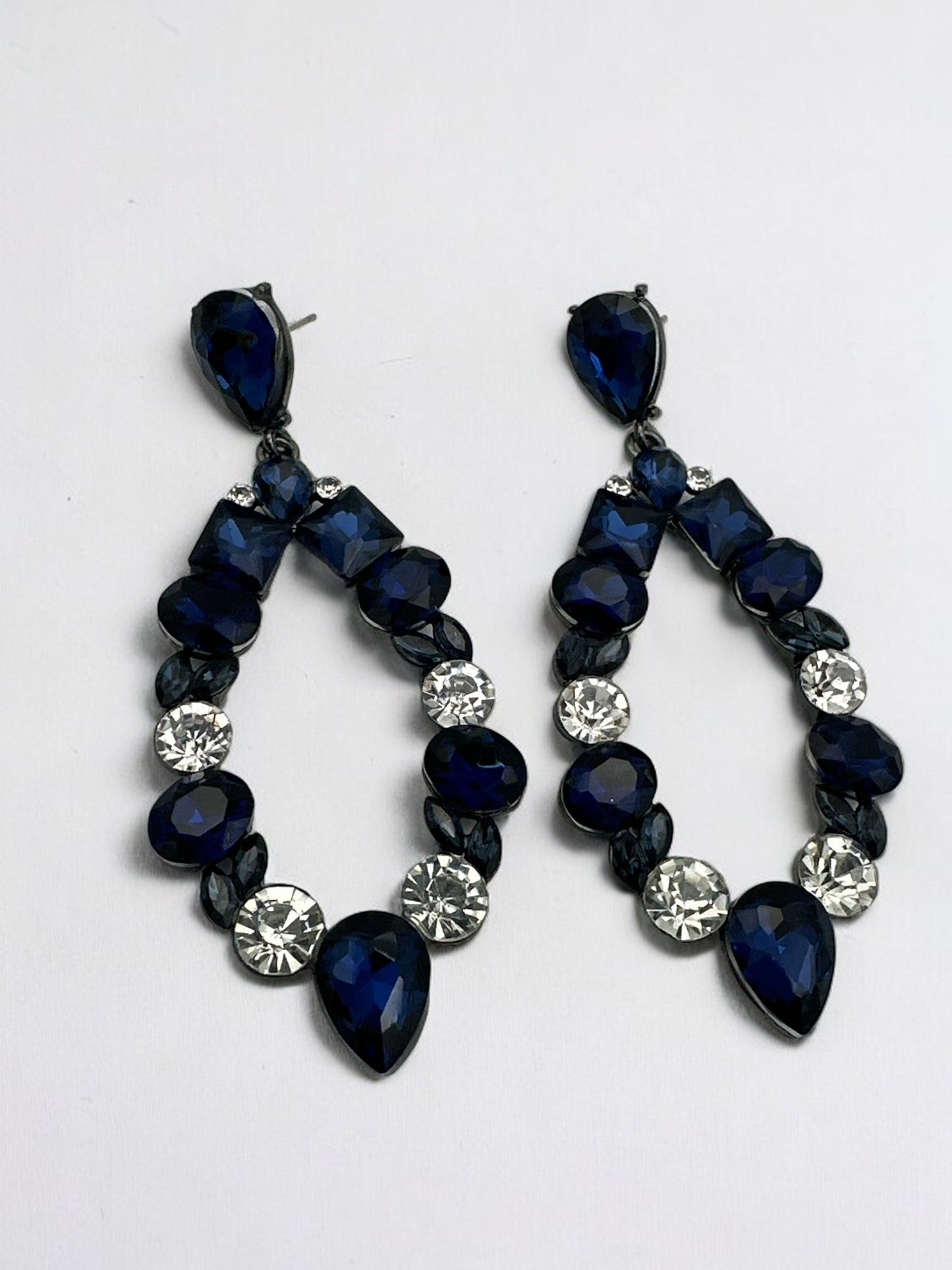 Elegant Blue Rhinestone Sparkle Statement Earrings - Fatisha Boutique