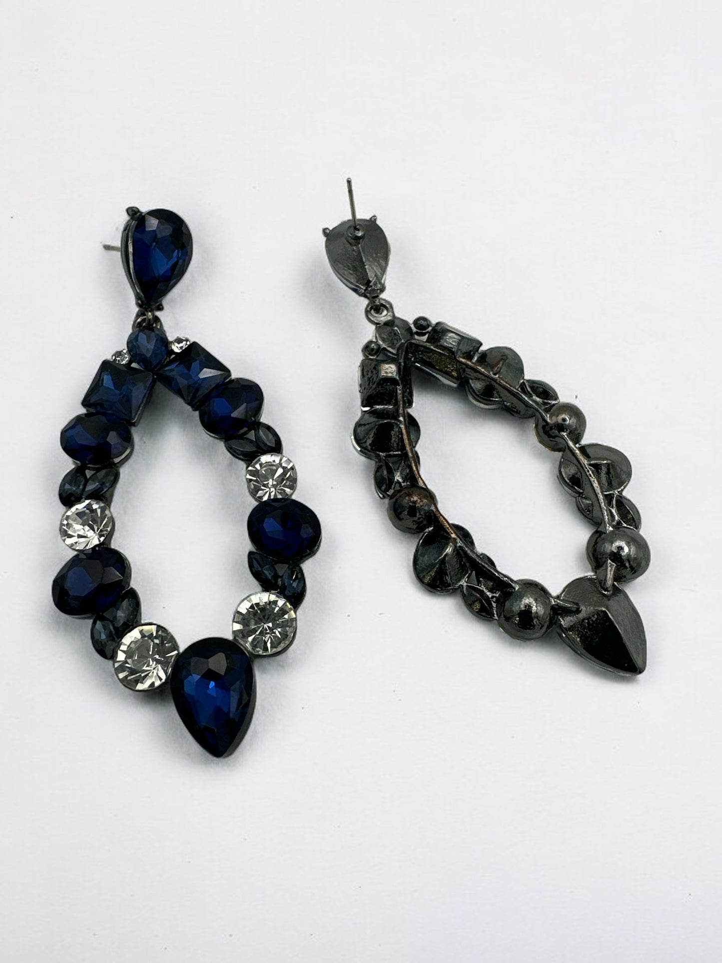 Elegant Blue Rhinestone Sparkle Statement Earrings - Fatisha Boutique