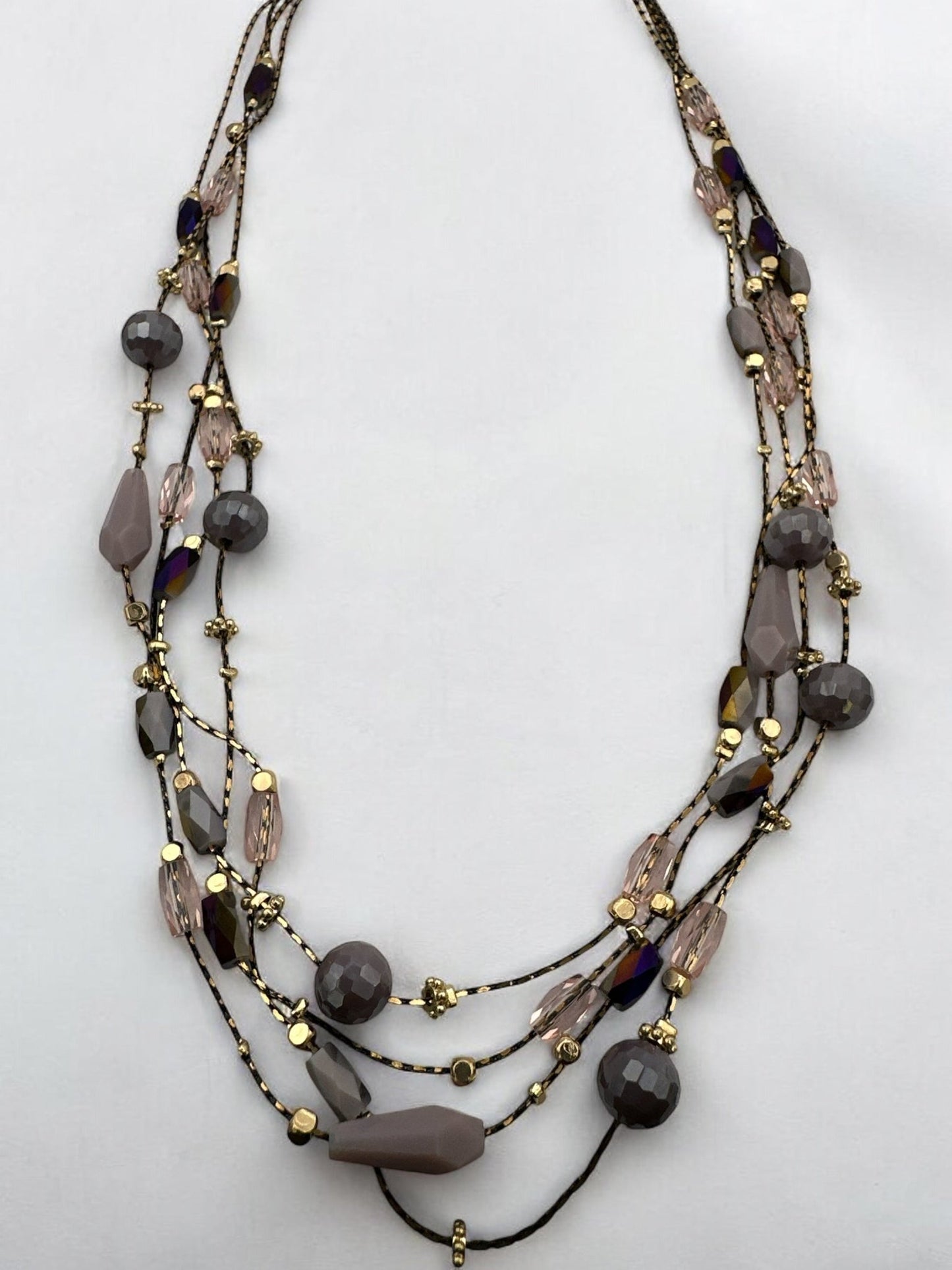 Elegant Bohemian Multilayer Beaded Necklace with Gold Accents - Fatisha Boutique