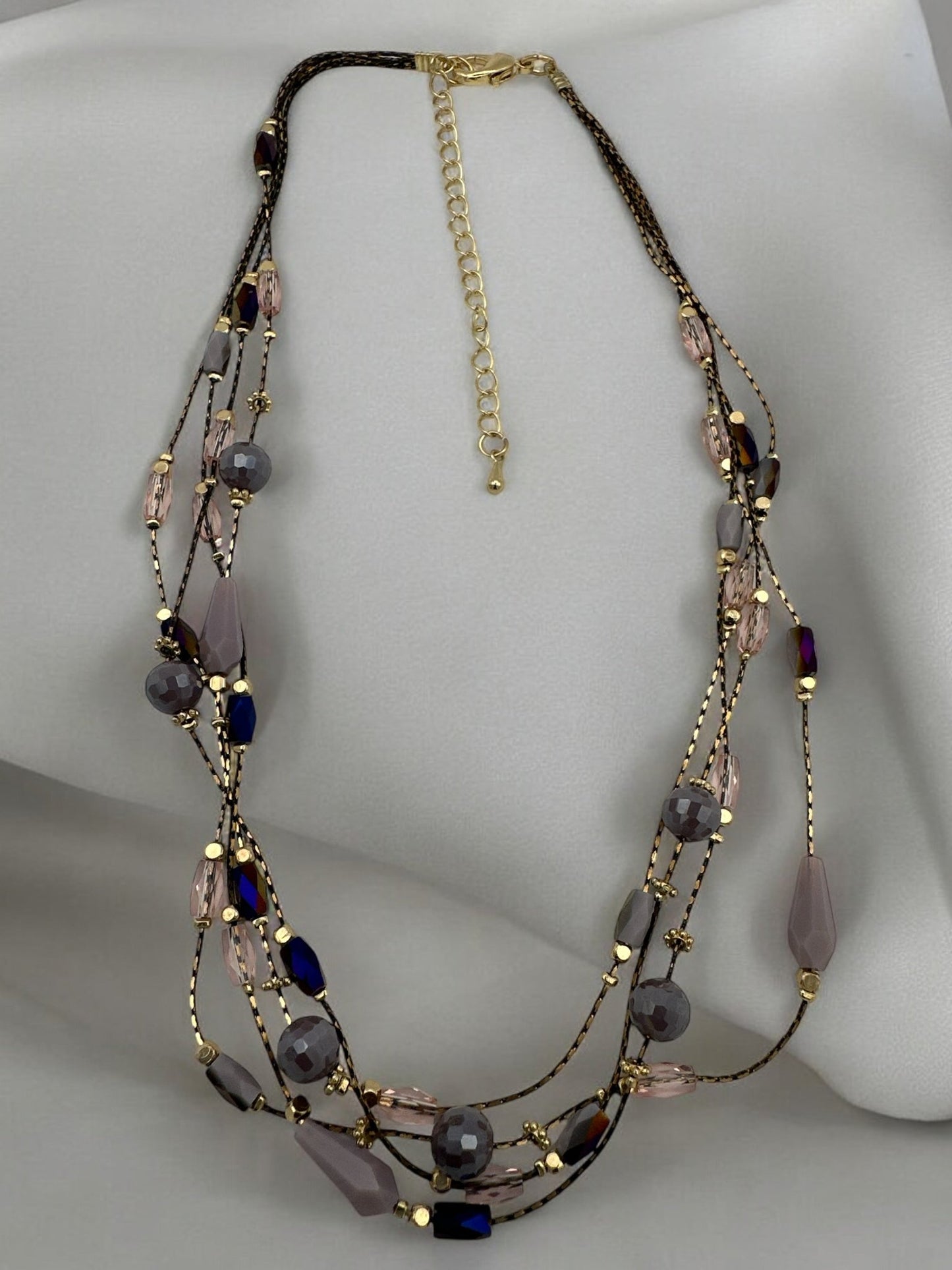 Elegant Bohemian Multilayer Beaded Necklace with Gold Accents - Fatisha Boutique