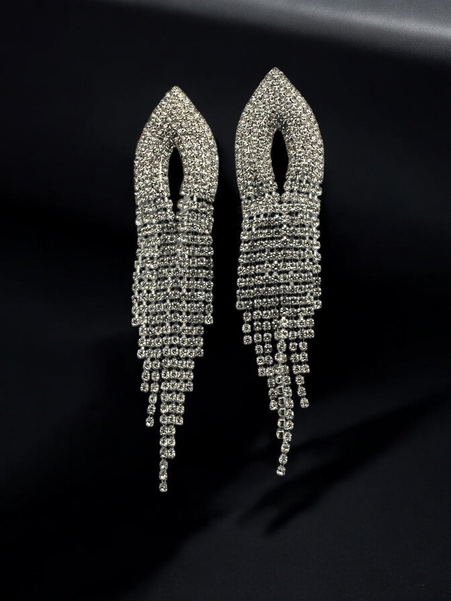 Elegant Crystal Diamante Rhinestone Tassels Stud Earrings - Fatisha Boutique