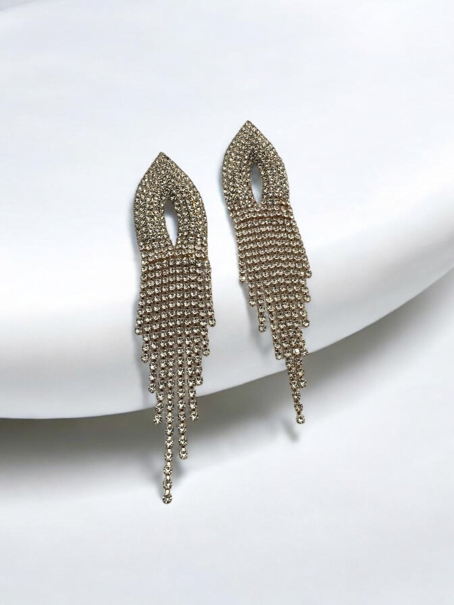 Elegant Crystal Diamante Rhinestone Tassels Stud Earrings - Fatisha Boutique