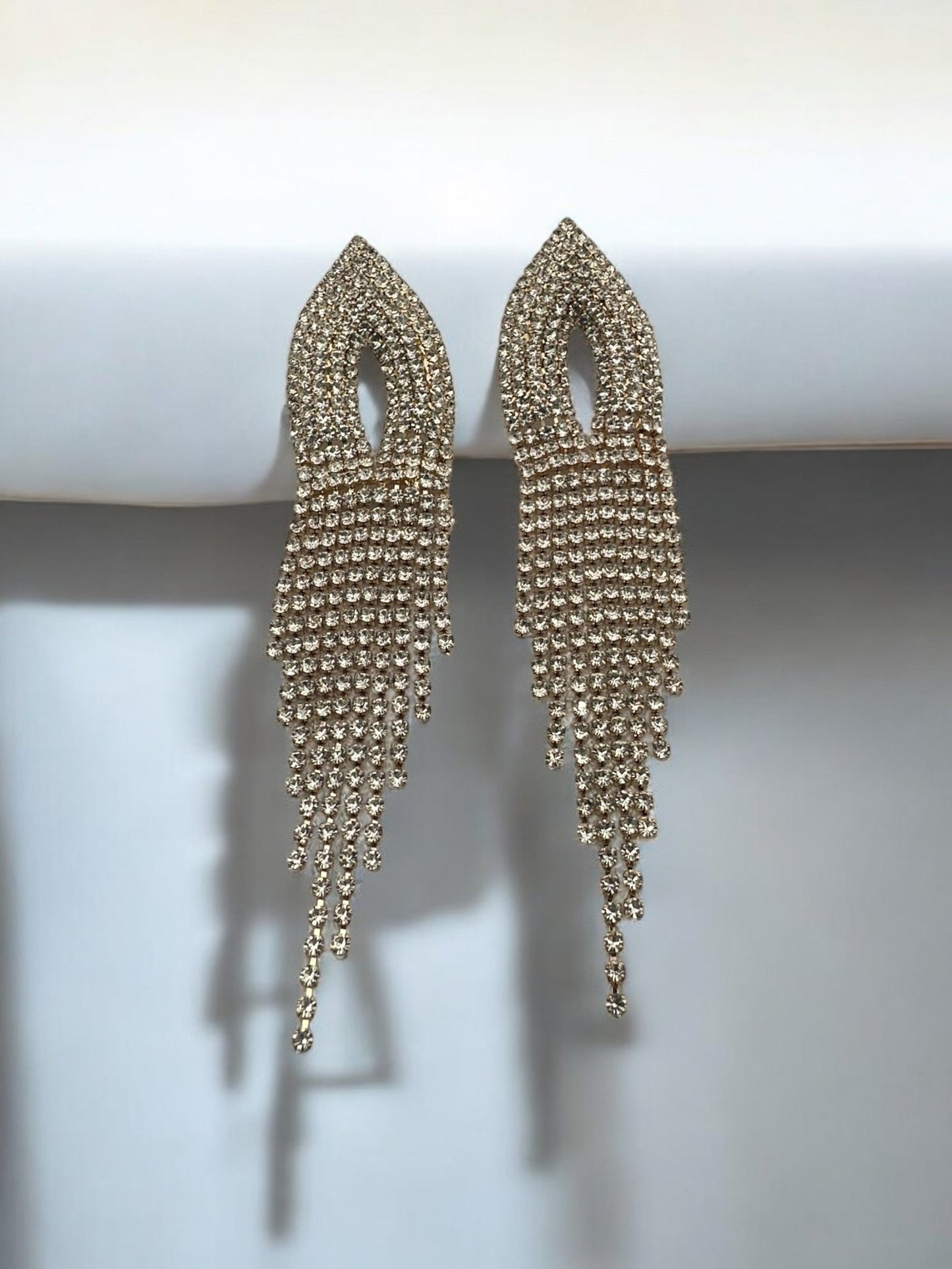Elegant Crystal Diamante Rhinestone Tassels Stud Earrings - Fatisha Boutique