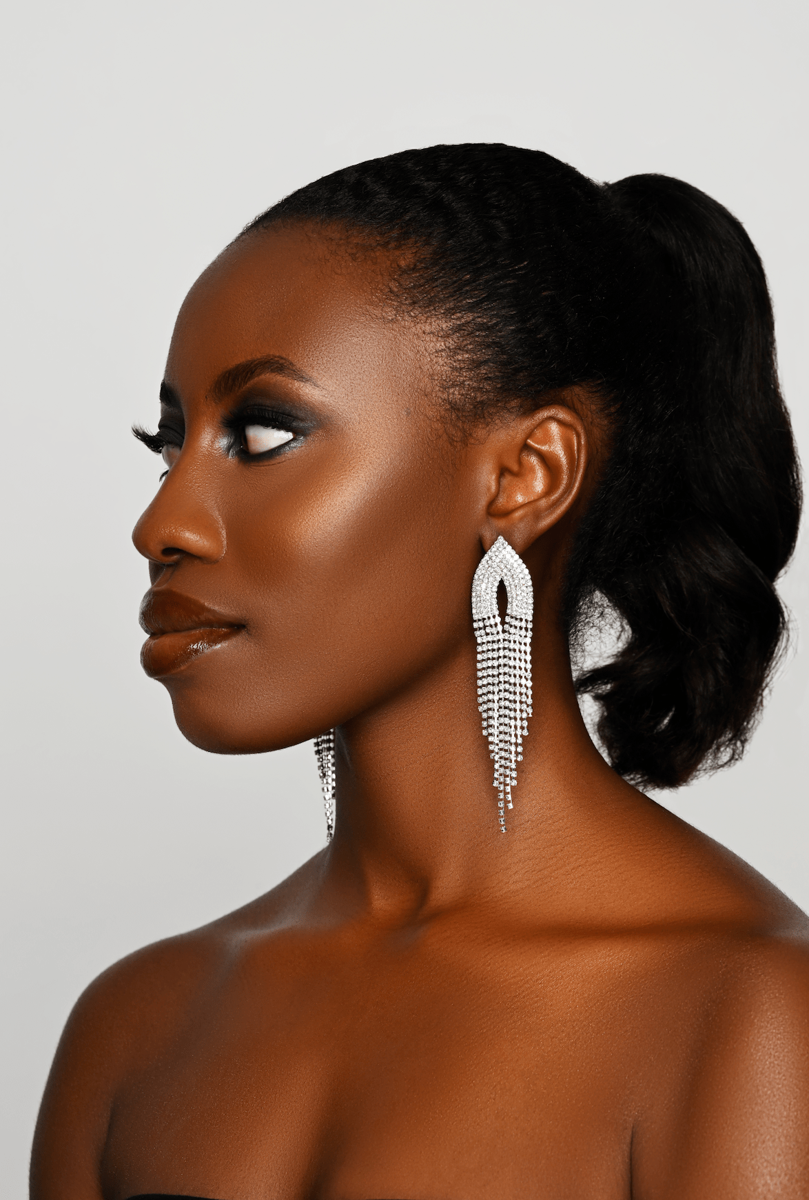 Elegant Crystal Diamante Rhinestone Tassels Stud Earrings - Fatisha Boutique