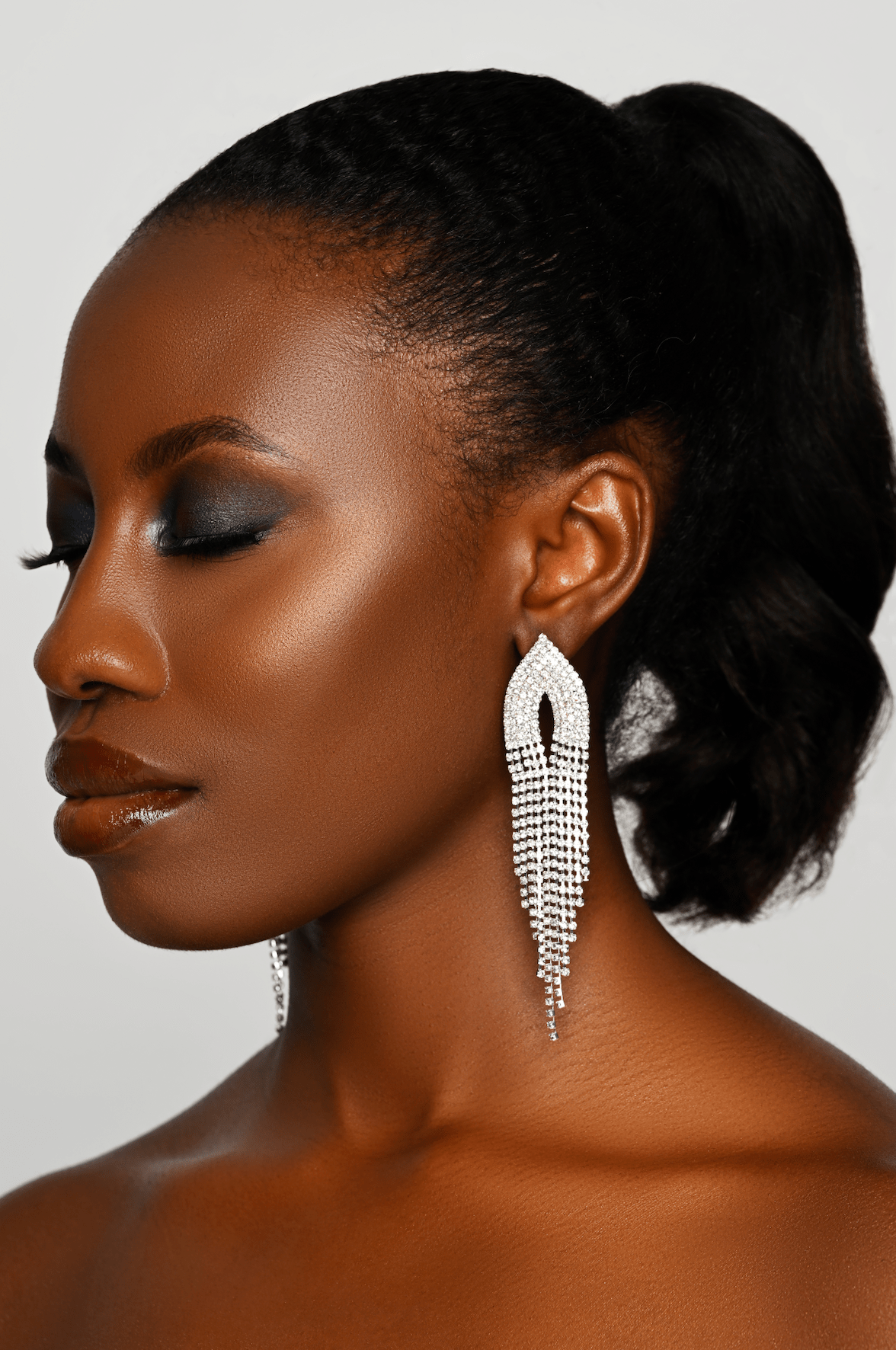 Elegant Crystal Diamante Rhinestone Tassels Stud Earrings - Fatisha Boutique
