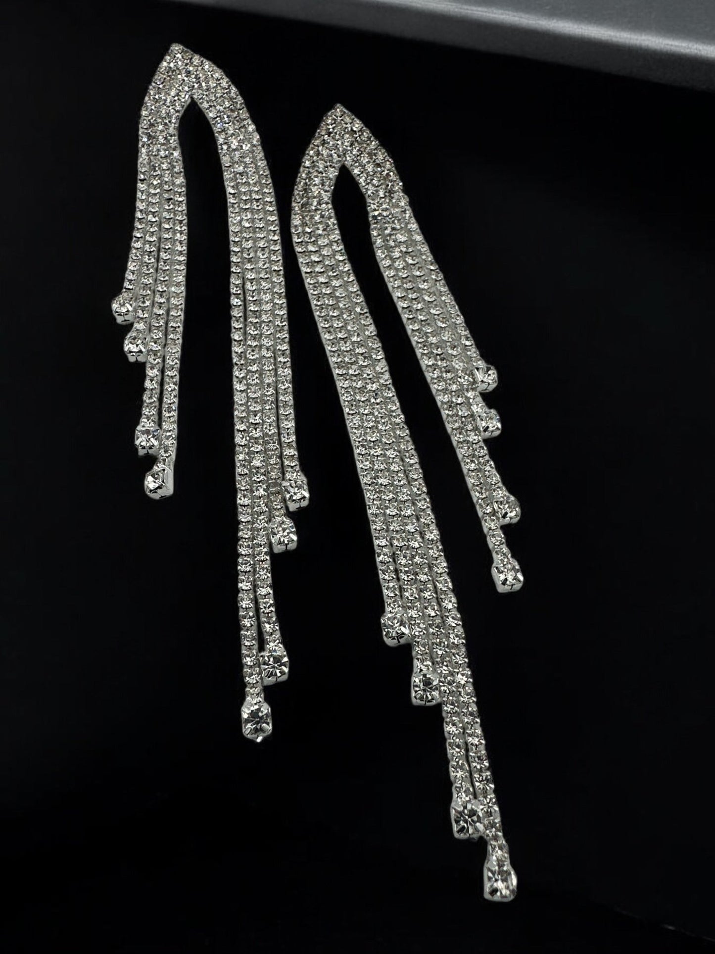 Elegant Crystal Diamante Rhinestone Tassels Stud Earrings - Fatisha Boutique