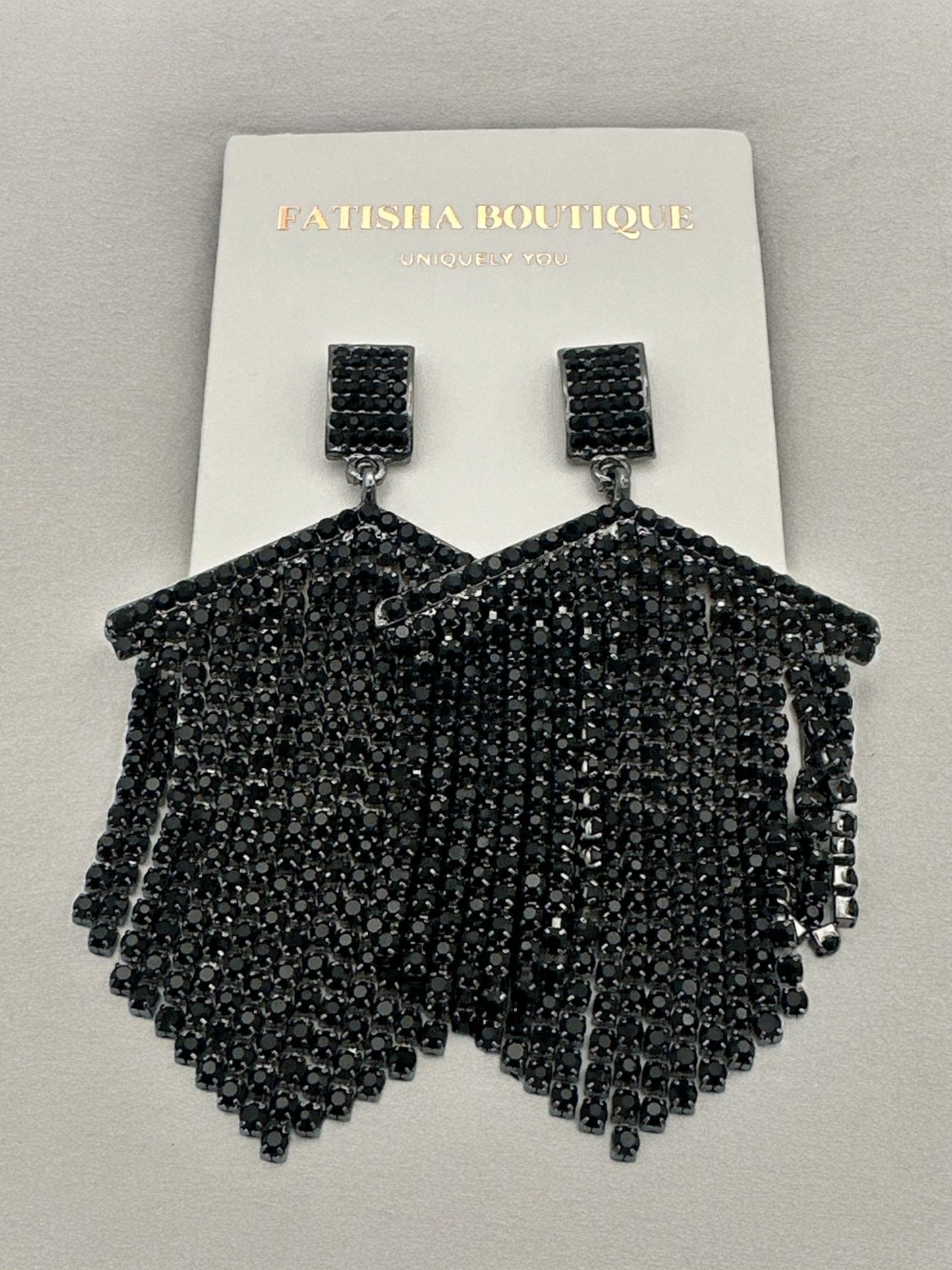 Elegant Diamante Rhinestone Tassel Statement Earrings - Fatisha Boutique