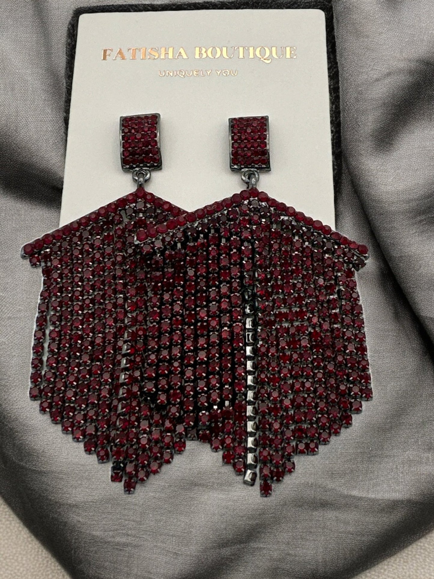 Elegant Diamante Rhinestone Tassel Statement Earrings - Fatisha Boutique