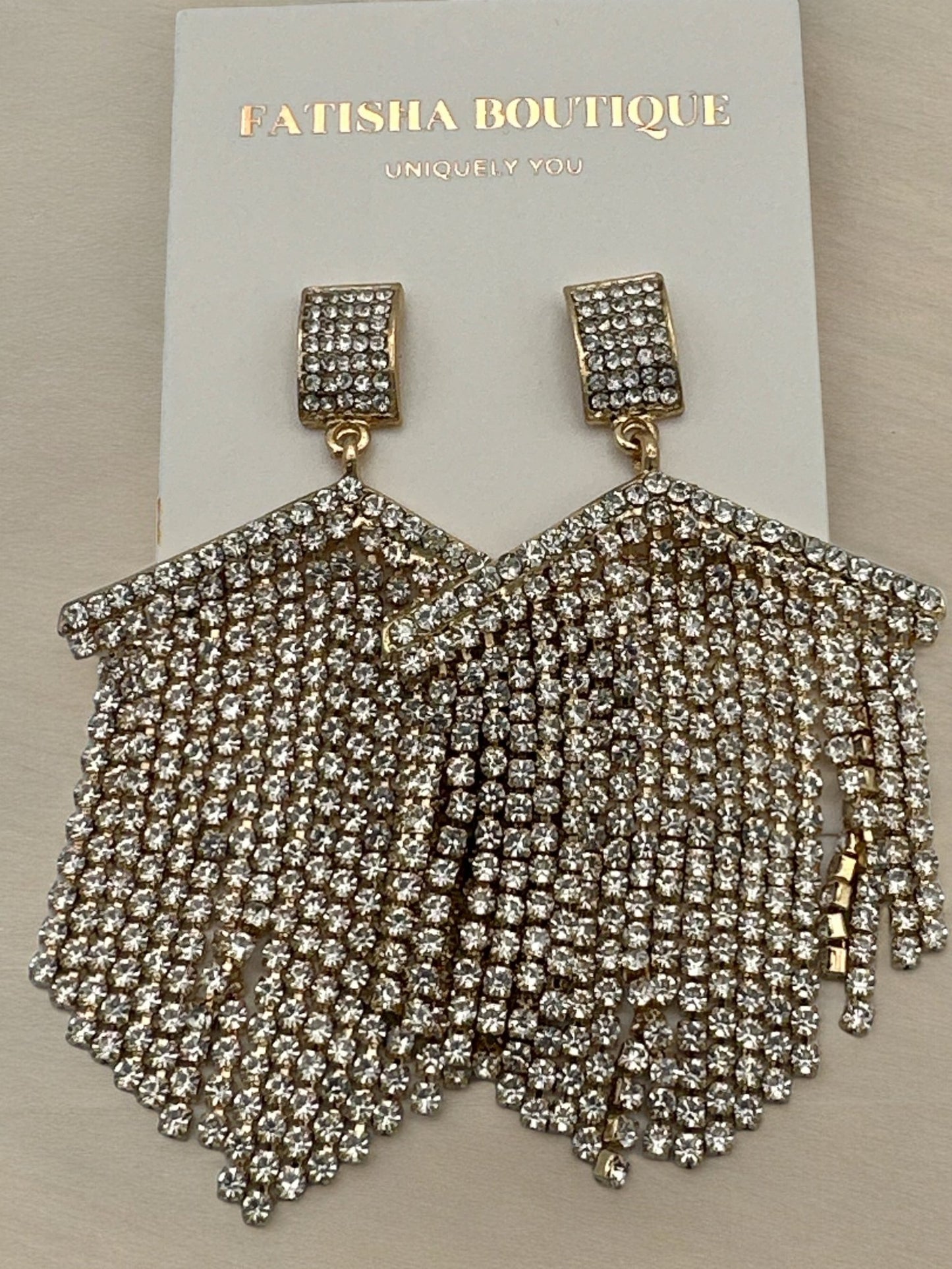 Elegant Diamante Rhinestone Tassel Statement Earrings - Fatisha Boutique