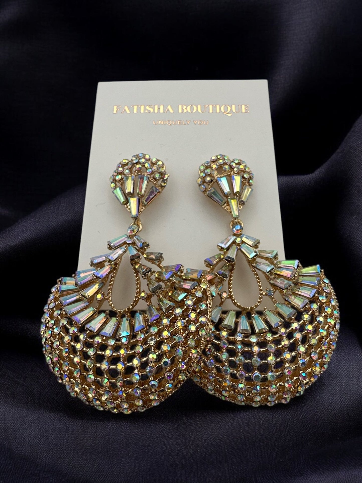 Elegant Diamante Rhinestone Teardrop Dangle Earrings - Fatisha Boutique