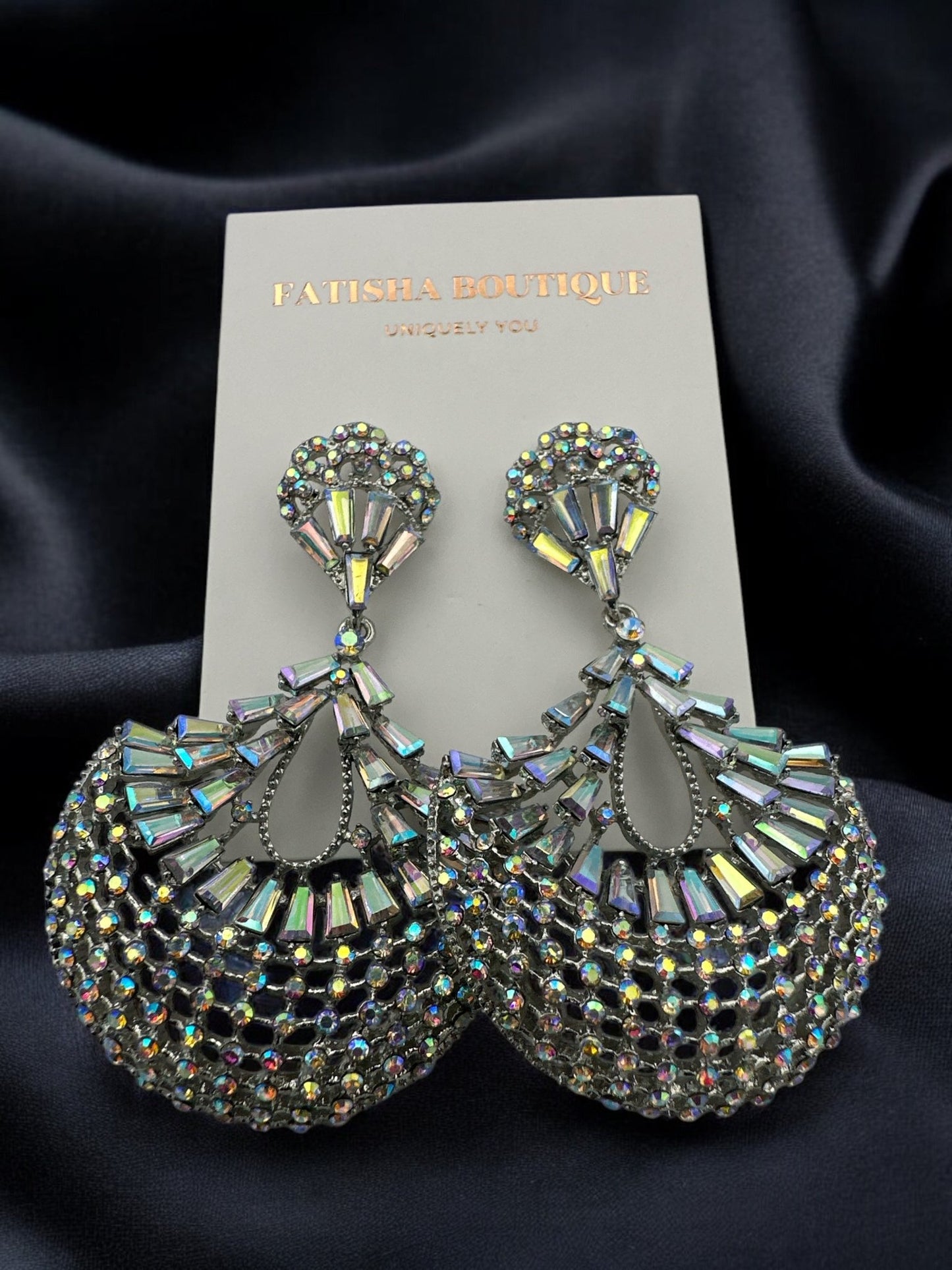 Elegant Diamante Rhinestone Teardrop Dangle Earrings - Fatisha Boutique