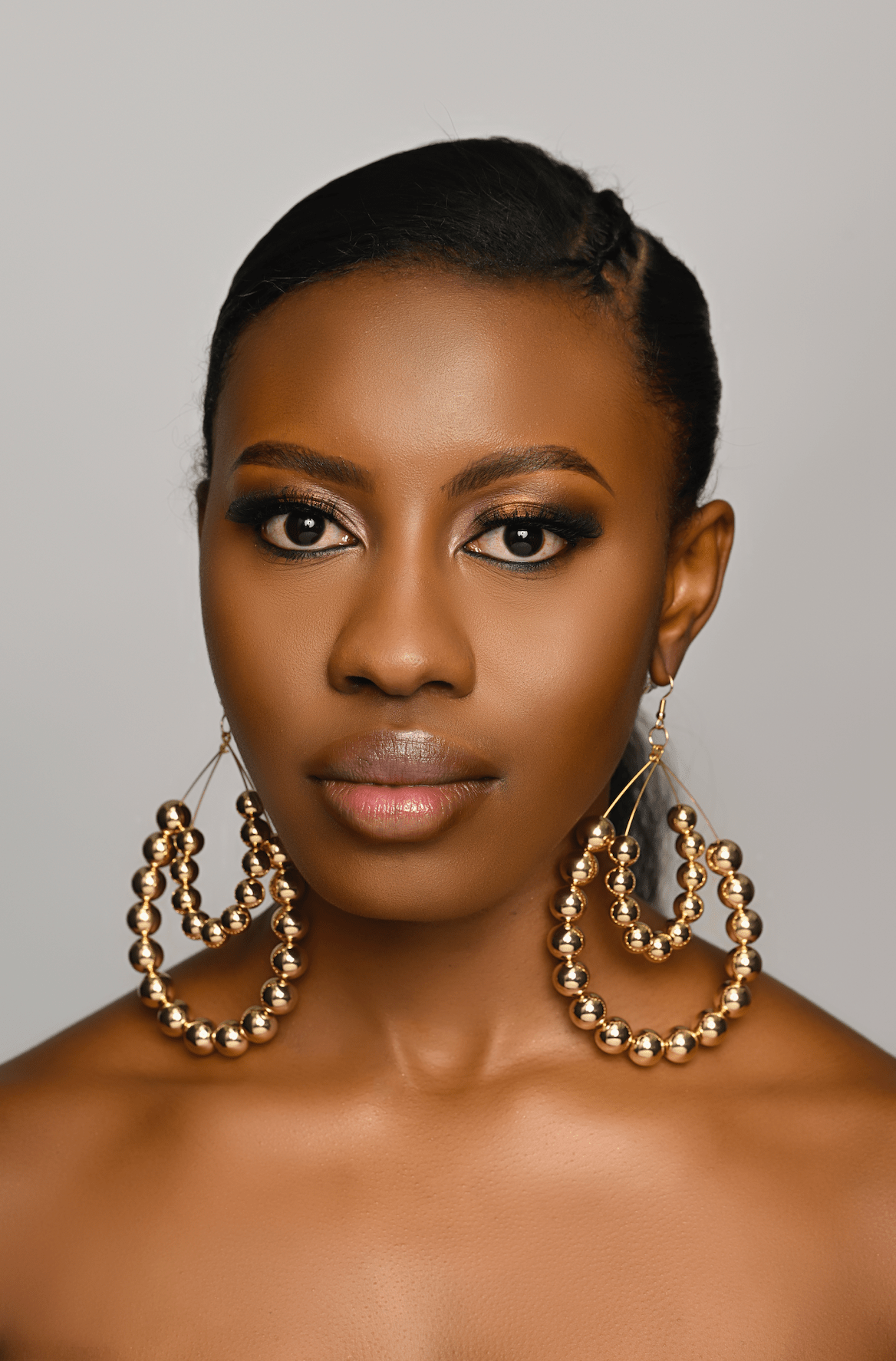 Elegant Double Hoop Gold Bead Statement Earrings - Bold, Chic, and Perfect for Any Occasion - Fatisha Boutique