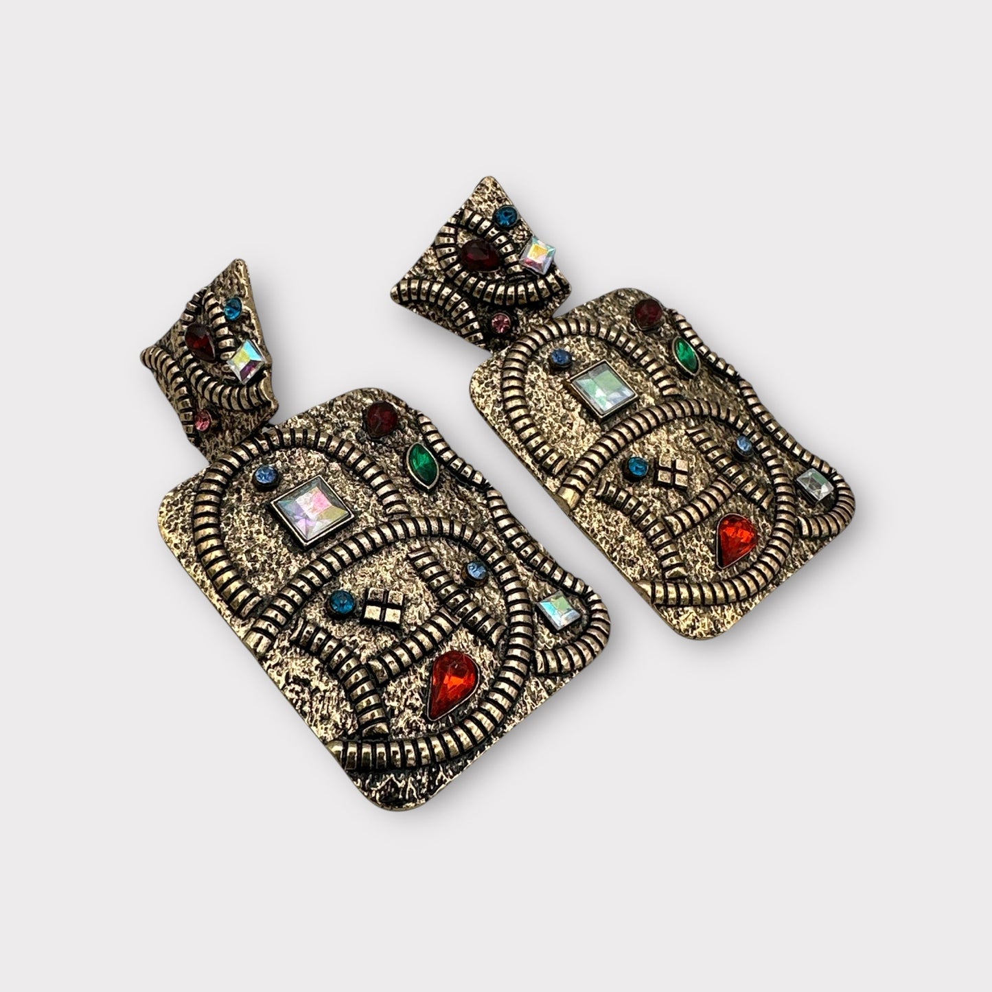 Elegant Ethnic Boho Rectangle Rhinestone Statement Earrings - Fatisha Boutique