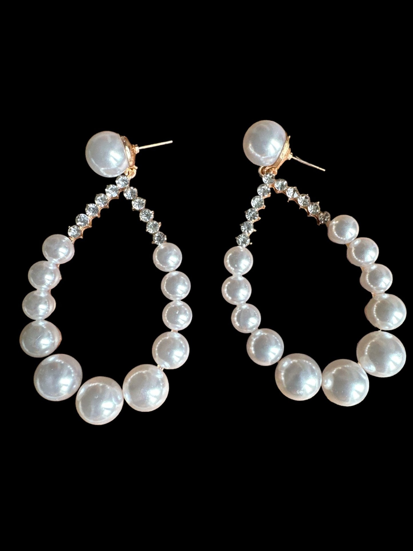 Elegant Faux Pearls Rhinestone Teardrop Dangle Earrings - Fatisha Boutique