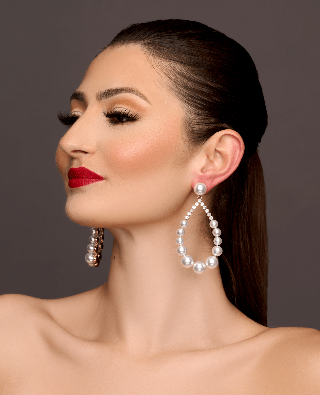 Elegant Faux Pearls Rhinestone Teardrop Dangle Earrings - Fatisha Boutique