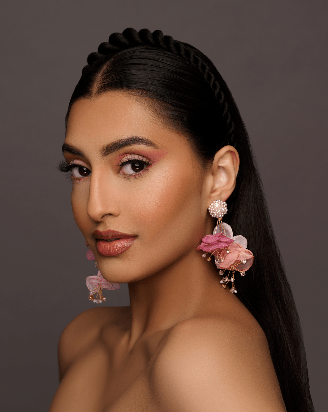 Elegant Floral Statement Earrings with Pearl Stud – Lightweight Petal Drop Earrings - Fatisha Boutique