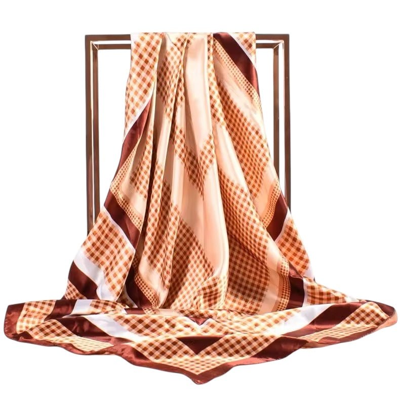 Elegant Geometric Satin Silk Scarf – Luxury & Versatile Fashion Accessory - Fatisha Boutique