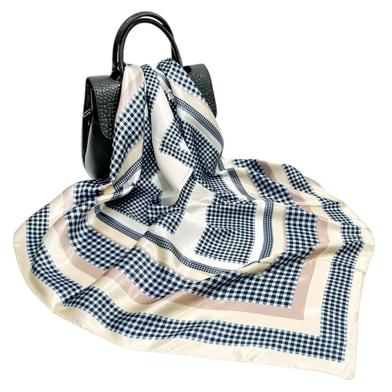 Elegant Geometric Satin Silk Scarf – Luxury & Versatile Fashion Accessory - Fatisha Boutique