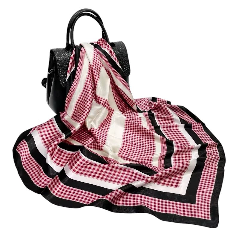 Elegant Geometric Satin Silk Scarf – Luxury & Versatile Fashion Accessory - Fatisha Boutique