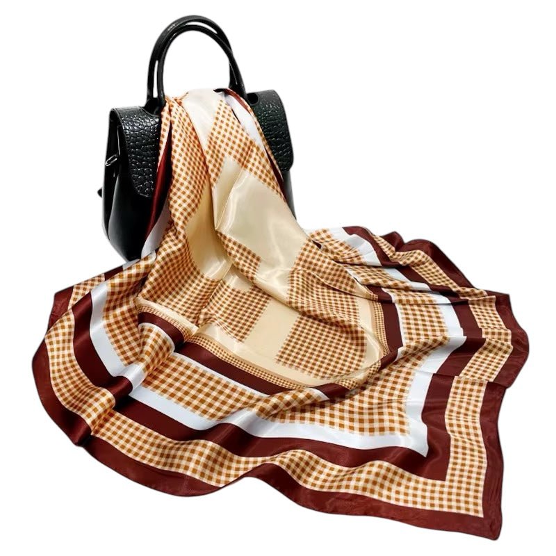 Elegant Geometric Satin Silk Scarf – Luxury & Versatile Fashion Accessory - Fatisha Boutique