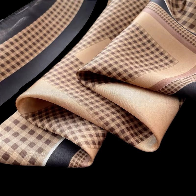Elegant Geometric Satin Silk Scarf – Luxury & Versatile Fashion Accessory - Fatisha Boutique