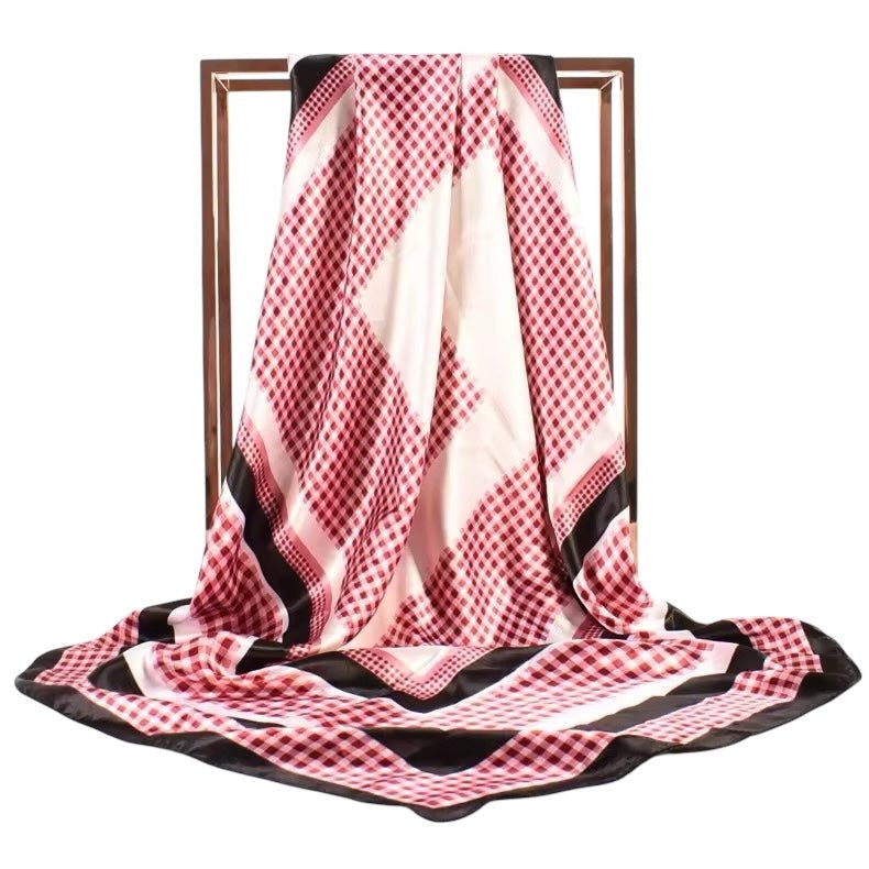 Elegant Geometric Satin Silk Scarf – Luxury & Versatile Fashion Accessory - Fatisha Boutique