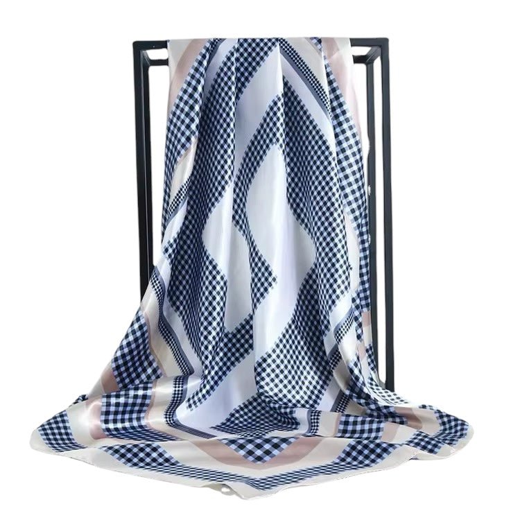 Elegant Geometric Satin Silk Scarf – Luxury & Versatile Fashion Accessory - Fatisha Boutique