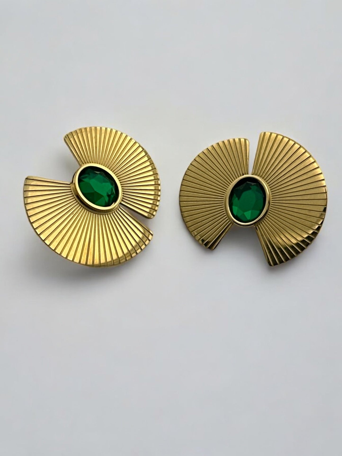Elegant Glam Flower Designed Alloy Green Rhinestone Stud Earrings - Fatisha Boutique