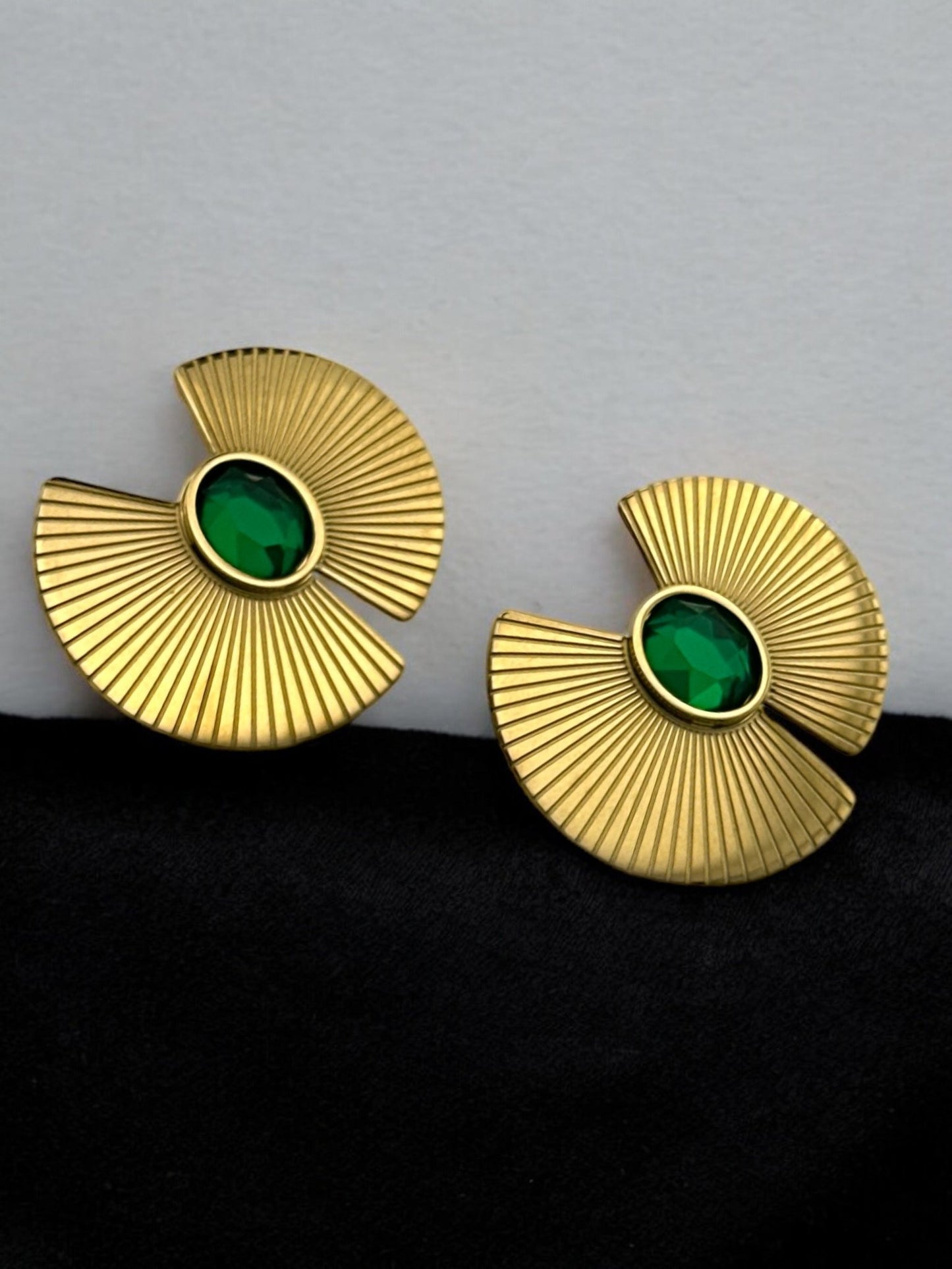 Elegant Glam Flower Designed Alloy Green Rhinestone Stud Earrings - Fatisha Boutique